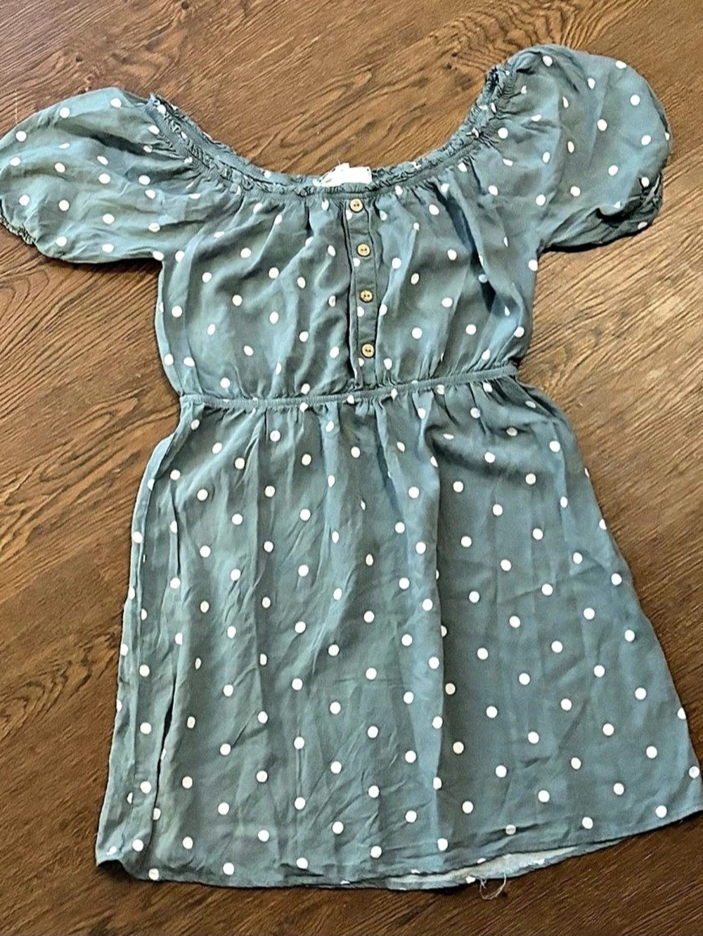 Pink Rose Women’s Polka Dot Dress Green & White Medium
